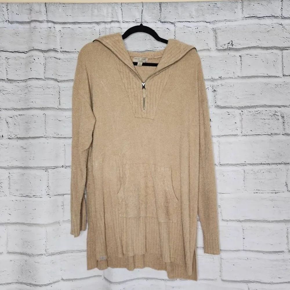 Barefoot Dreams Womens Cream CozyChic Lite Rib Half Zip Tunic Sweater Size XL